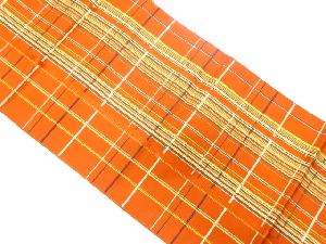 本場筑前博多　格子模様織り出し名古屋帯